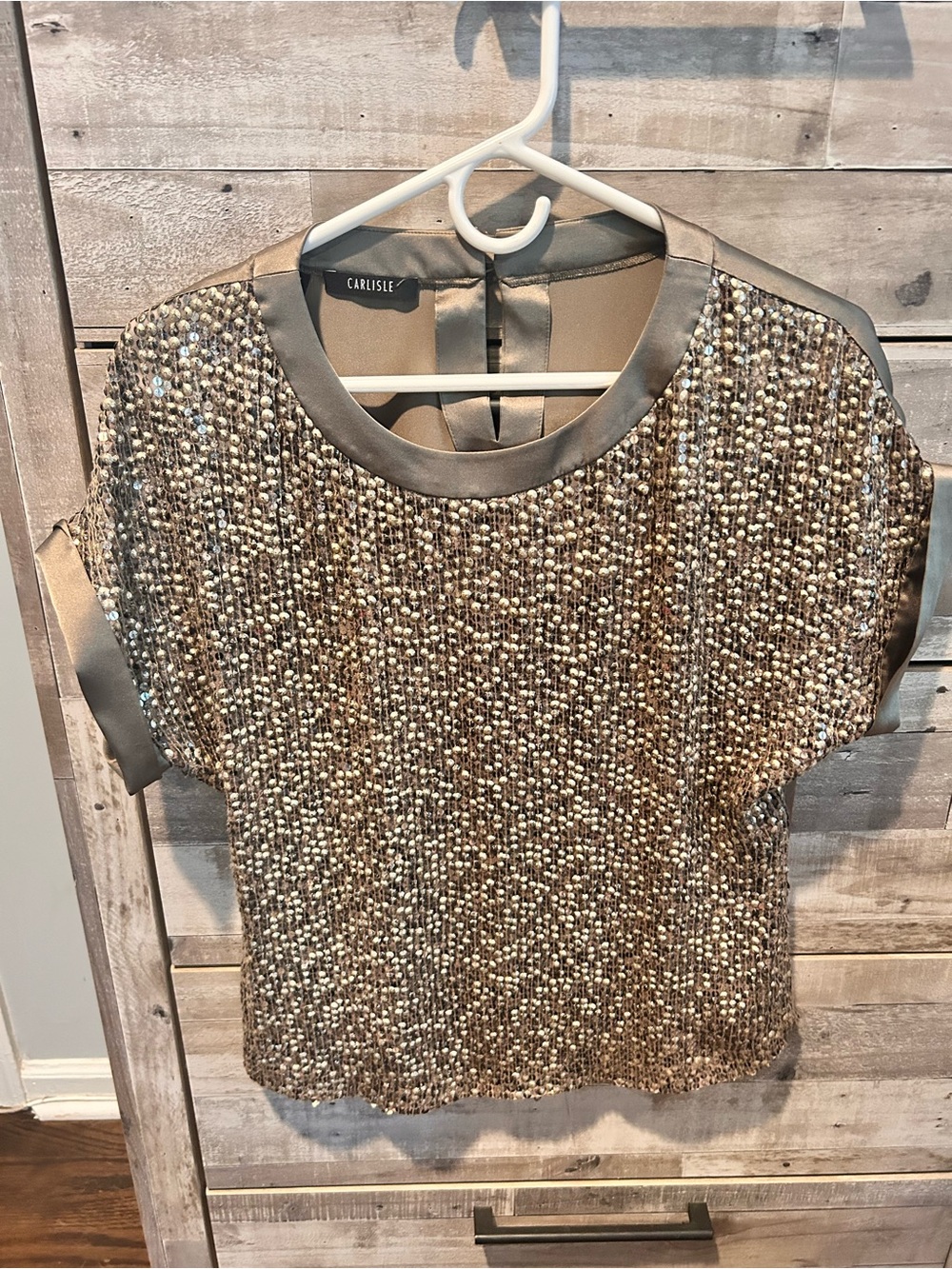 Carlisle Gold Sequin Short Sleeve Blouse